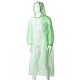 Disposable Polyethylene Hooded Ponchos Green, 800mm x 1300mm x 30mu, 96 Pieces Box